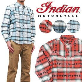 インディアンモーターサイクル Indian Motorcycle 長袖 オンブレ クロスチェック ウエスタンシャツ