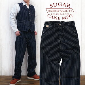 �V���K�[�P�[�� SUGAR CANE ���[�N �p���c �X�g���C�v �E�H�o�b�V�� 9oz. WABASH STRIPE WORK PANTS SC40786A
