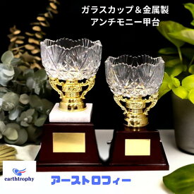 アーストロフィー 優勝カップガラス製＋アンチモニー甲台 WG723 表彰 記念品 トロフィー 卒業 ゴルフ サッカー 野球 バスケ バレー リボン 日本製 クリスタル 名入れ無料