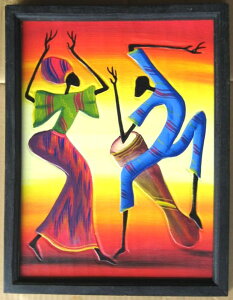 木彫り彫刻画☆アフリカン・アート≪40×30≫05