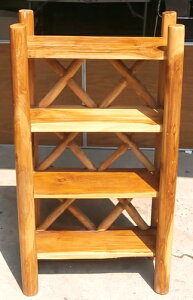 《アジアン家具》ナチュラルチークの4段ラック/A 〈天然木 オーガニック 自然素材 椋木 アジアン〉