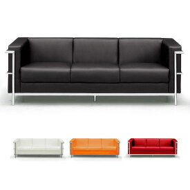 3人掛けソファ ル・コルビジェ LC2 デザイナーズ ソファー Le Corbusier 3P 三人掛け 赤 ソファ sofa ブラック アイボリー レッド オレンジ リプロダクト ジェネリック家具 応接間 応接 商談室 応接間ソファ