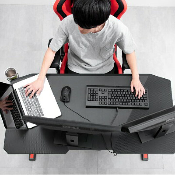 楽天市場】デスクにも裏ワザを。背面収納付き ゲーミングデスク 幅  