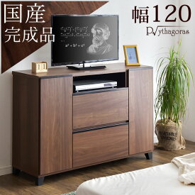 日本製 完成品 テレビ台 幅120 国産 テレビボード TV台 寝室 ハイタイプ テレビラック テレビ台 薄型 120 木製 TVボード 北欧 キャビネット ハイ TVラック 32インチ ウォールナット【後払い不可】