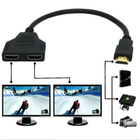HDMI スプリッター 分配器 分配ケーブル hdmiケーブル 1入力2出力 1つのHDMI入力を、同一同型モニタ2台にクローン 1080P
