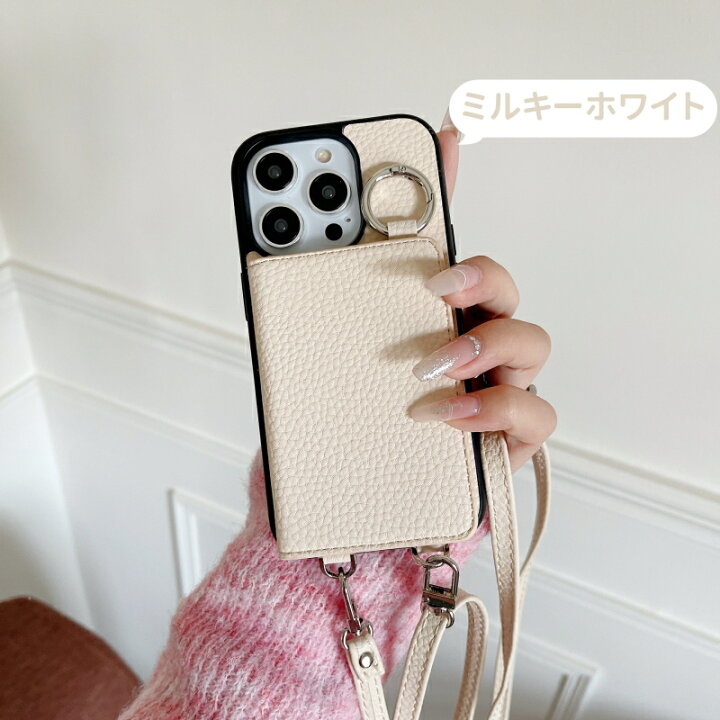 楽天市場】スマホショルダー リング ミラー カードポケット 付き  