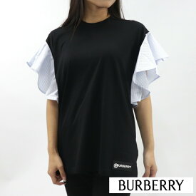 【新品】 バーバリー BURBERRY 8029572 BLACK Tシャツ ブラウス ラッフル スリーブ ブラック レディース コットン