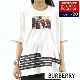 ＼ポイント3倍 24日20時～／【新品】 バーバリー BURBERRY トップス Tシャツ・カットソー 半袖 4560526 ユニセックス ホワイト メンズ レディース コットン 薄手 ゆったり プリント