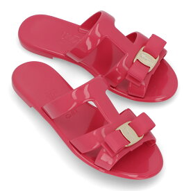 【新品】フェラガモ FERRAGAMO シューズ サンダル レディース LYLIA J ピンク ラバー ヴァラリボン フラット ヒールなし 758527