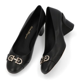 【新品】フェラガモ FERRAGAMO シューズ パンプス レディース ブラック レザー ガンチーニ チャンキーヒール サルヴァトーレ ヒールあり OTILIA 55 757827