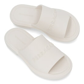 【新品】フェラガモ FERRAGAMO シューズ サンダル レディース GIUNEVA ホワイト ラバー ロゴ スリッパ ヒールなし 0763353