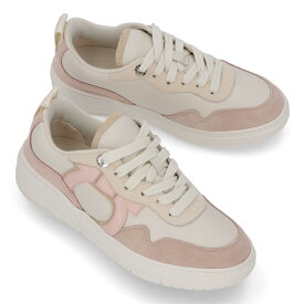 【新品】フェラガモ FERRAGAMO シューズ スニーカー レディース S DANIA ホワイト×ピンク レザー ガンチーニ シンプル 0769717