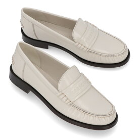 【新品】フェラガモ FERRAGAMO シューズ レザーシューズ レディース IRINA ホワイト レザー フラットシューズ ロゴ シンプル ローファー 0763991
