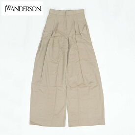 【新品】 ジェイダブリューアンダーソン JW ANDERSON ボトムス ワイドパンツ TR0028 BUCKLE WIDE LEG TROUSER レディース ベージュ系 ストレートパンツ タックパンツ ウール ベルト付き