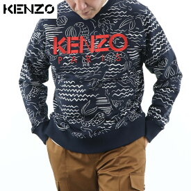 【新品】 ケンゾー KENZO トップス スウェット・トレーナー FA55SW1224ME 77 KENZO ALL OVER PRINTED SW メンズ ネイビー 刺繍 ロゴ 総柄