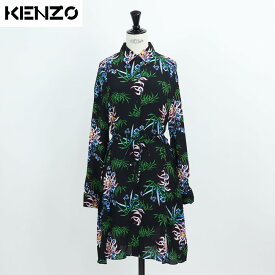 ＼ポイント3倍 24日20時～／【新品】 ケンゾー KENZO FA52RO18558F 99 FEMININE SHIRTING DRESS KENZO シャツワンピース ドレス フローラル フラワープリント ブラック レディース