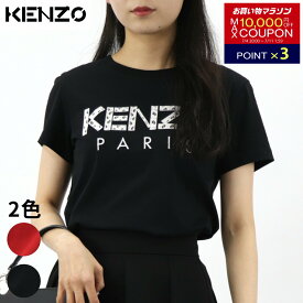 【新品】 ケンゾー KENZO トップス Tシャツ・カットソー 半袖 FA52TS701990 レディース レッド ブラック クルーネック ロゴ シンプル