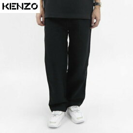 【新品】 ケンゾー KENZO FA55PA3411RC 99 STRAIGHT LEG BELTED PANT ボトムス ストレートカットパンツ ボトムス シンプル カジュアル ロゴ コットン メンズ ブラック