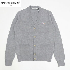 ＼P5倍 4日20時～／【新品】 メゾン キツネ MAISON KITSUNE ニット カーディガン FU00501KT1036 H150 ユニセックス グレー ワンポイント フォックス シンプル Vネック パッチポケット メンズ レディース