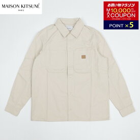 【新品】 メゾン キツネ MAISON KITSUNE ジャケット シャツ IM00474WW0065 P203 メンズ ベージュ系 フォックス ロゴ オーバーシャツ カジュアル