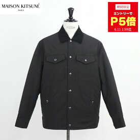 ＼ポイント5倍 24日20時～／【新品】 メゾン キツネ MAISON KITSUNE アウター ジャケット・ブルゾン JM02218WQ0045 P198 メンズ BLACK シンプル コーデュロイ キルティング ロゴ 刺繍