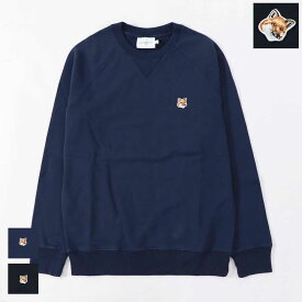 【新品】メゾン キツネ MAISON KITSUNE トップス スウェット・トレーナー ユニセックス ブラック ネイビー コットン 刺繍 ワンポイント クルーネック シンプル AM00303KM0001