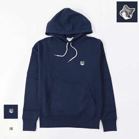 【新品】メゾン キツネ MAISON KITSUNE トップス スウェット・パーカー レディース FOX HEAD PATCH CLASSIC ネイビー エクリュ フォックスパッチ コットン 無地 ワンポイント フーディー プルオーバー GU00335KM0002