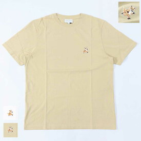 【新品】メゾン キツネ MAISON KITSUNE トップス Tシャツ・カットソー メンズ SPEEDY FOX PATCH COMFORT TEE ホワイト イエロー チルフォックスパッチ コットン 無地 半袖 クルーネック 半袖 MM00125KJ0008