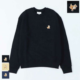 【新品】メゾン キツネ MAISON KITSUNE トップス スウェット・トレーナー メンズ SPEEDY FOX PATCH ブラック イエロー ネイビー スピーディーフォックスパッチ スエット 無地 ワンポイント 長袖 クルーネック MM00313KM0307