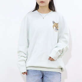 【新品】メゾン キツネ MAISON KITSUNE トップス ニット メンズ MINI FOX HEAD INTARSIA COMFORT JUMPER ブルー フォックスパッチ 無地 ワンポイント 長袖 クルーネック KM00505KT1078