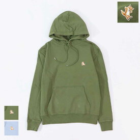【新品】メゾン キツネ MAISON KITSUNE トップス パーカー メンズ CHILLAX PATCH REGULAR HOODIE ミリタリーグリーン ブルー チルフォックスパッチ スエット フーディ 無地 ワンポイント 長袖 LM00706KM0001