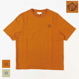 【新品】メゾン キツネ MAISON KITSUNE トップス Tシャツ・カットソー レディース ブラウン ライトグリーン フォックスパッチ コットン 無地 ワンポイント 半袖 クルーネック オーバーサイズ 半袖 MW00127KJ0119