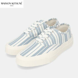 ＼決算セール／【新品】 メゾン キツネ MAISON KITSUNE IU04837WW4005 ブルーストライプキャンバススニーカー レースアップ ライトブルー ホワイト キャンバス ラバー シューズ 靴 メンズ レディース ユニセックス