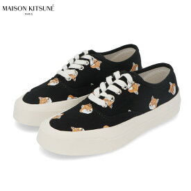 ＼ポイント3倍 4.1 23:59迄／【新品】 メゾン キツネ MAISON KITSUNE スニーカー ローカット DU04705WW9001 オールオーバー フォックスヘッド レース スニーカー ユニセックス ブラック キツネ プリント キャンバス ロゴ メンズ レディース