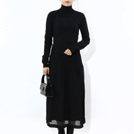 【新品】マックス マーラ Max Mara ワンピース レディース ブラック ニットワンピース ハイネック 無地 シンプル ロング丈 12210931