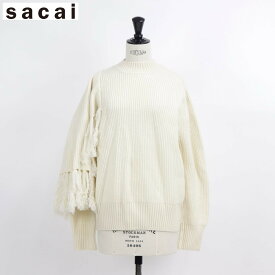 ＼ポイント10倍 23日20時～／【新品】 サカイ sacai ニット プルオーバー 19 04592 151 レディース ホワイト系 スカーフディティール ウール フリンジ