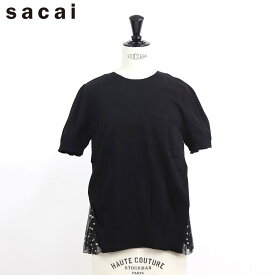 ＼エントリーでP5倍／【新品】 サカイ sacai ブラウス ニット Tシャツ 20 05069 001 レディース ブラック 前後 アシンメトリー ギャザー ドット 水玉