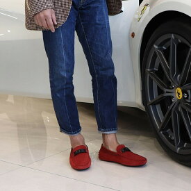 【新品】 トッズ TOD'S ドライビングシューズ メンズ シューズ レザー シューズ NEW GOMMINI 122 ACC.CARBONIO METAL D6RR NERO ROSSO ARANC レッド スエード ゴンミーニ モカシン フェラーリ ロゴ XRM0GW0P760D6R 067Y