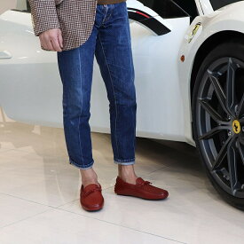 【新品】 トッズ TOD'S ドライビングシューズ メンズ レザー NEW GOMM.122 CAVALLINO 3D ST.PIASTR BR0 ROSSO ARANC SC レッド レザー ゴンミーニ ドライビングシューズ モカシン フェラーリ ロゴ
