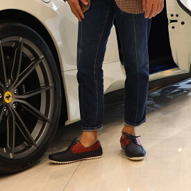 【新品】 トッズ TOD'S ドライビングシューズ メンズ シューズ レザー シューズ CITY GOMMINO TOP SIDER BARCA 8AG BLU ROSSO ネイビー レッド レザー ゴンミーニ モカシン フェラーリ Ferrari ロゴ リボン レースアップ