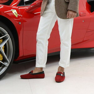 【新品】 トッズ TOD'S ドライビングシューズ メンズ シューズ レザー シューズ GOMMA TYRE XB MASCHERINA CAVALLINO DIO レッド スエード ゴンミーニ ドライビングシューズ モカシン フェラーリ ロゴ XRM0X