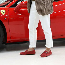 【新品】 トッズ TOD'S ドライビングシューズ メンズ シューズ レザー シューズ GOMMA TYRE XB NUOVO ACCESS.BOTTONE 6GD NERO ROSSO ARANC レッド レザー ゴンミーニ モカシン フェラーリ ロゴ XRM0XB0X2006GD 067Y