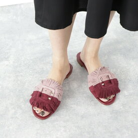 【新品】 トッズ TODS サンダル レディース シューズ パープル フリンジ付き シルバー金具 フラットシューズ ヒールなし XXW37B0CP00HR0 0MZH