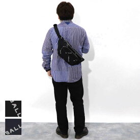【新品】 バリー BALLY バッグ ボディバッグ ユニセックス CODE BELT BAG ネイビー ブラック ナイロン レザー メンズ レディース ロゴプリント 総柄 MAS01W