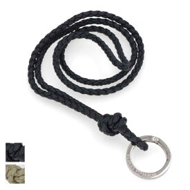 【新品】ボッテガ ヴェネタ BOTTEGA VENETA 雑貨 キーリング・キーケース ユニセックス グレージュ ネイビー ラムスキン イントレチャート ロング キーリング 編み込み スプリングカラビナ 758630 VMAY0