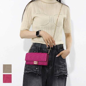 【新品】フェンディ FENDI 財布 長財布 レディース ベージュ ピンク レザー ロゴ チェーンショルダー ショルダーウォレット 二つ折り長財布 8M0365 AAJD