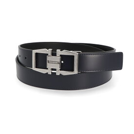 【新品】フェラガモ FERRAGAMO 雑貨 ベルト メンズ ネイビー×ブラック カーフレザー ガンチーニ ロゴ入り リバーシブル 670367 775762