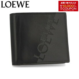 【新品】 ロエベ LOEWE 財布 二つ折り財布 小銭入れなし C314302X01 メンズ アントラシット/ブラック 折りたたみ財布 レザー 本革 ブラック ロゴ アナグラム