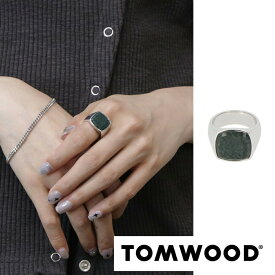 【新品】 トム ウッド Tom Wood アクセサリー 指輪・リング 100341 Cushion Green Marble ユニセックス ダークグリーン メンズ レディース 925 シルバー マーブル シンプル ストーン