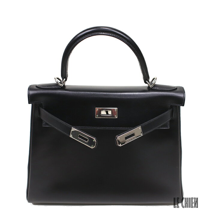 エルメス HERMES ケリー28 内縫い ボックスカーフ ブラック 中古